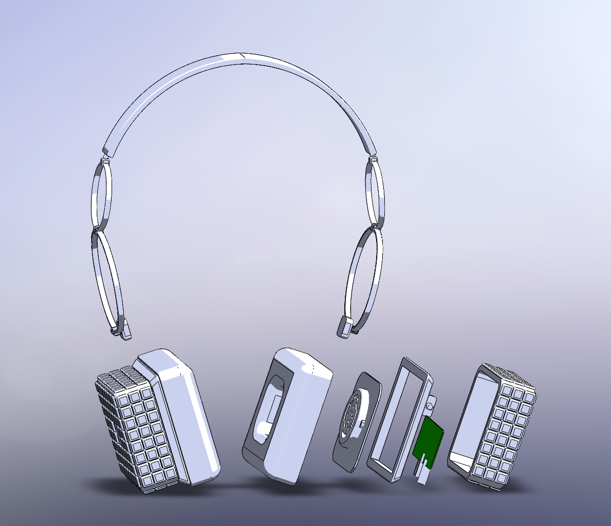 Headphone CAD exploded view 1